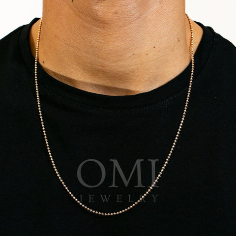 10K Rose Gold 1.73mm Moon Bead Chain Available In Sizes 18