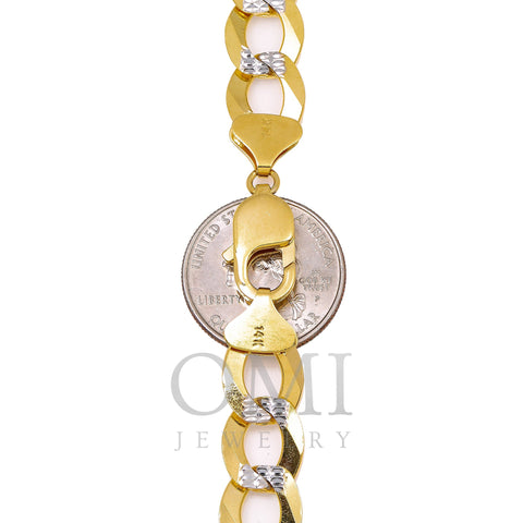 14K Yellow Gold 11.35mm Open Link Dia Cut Cuban Chain Available In Sizes 18