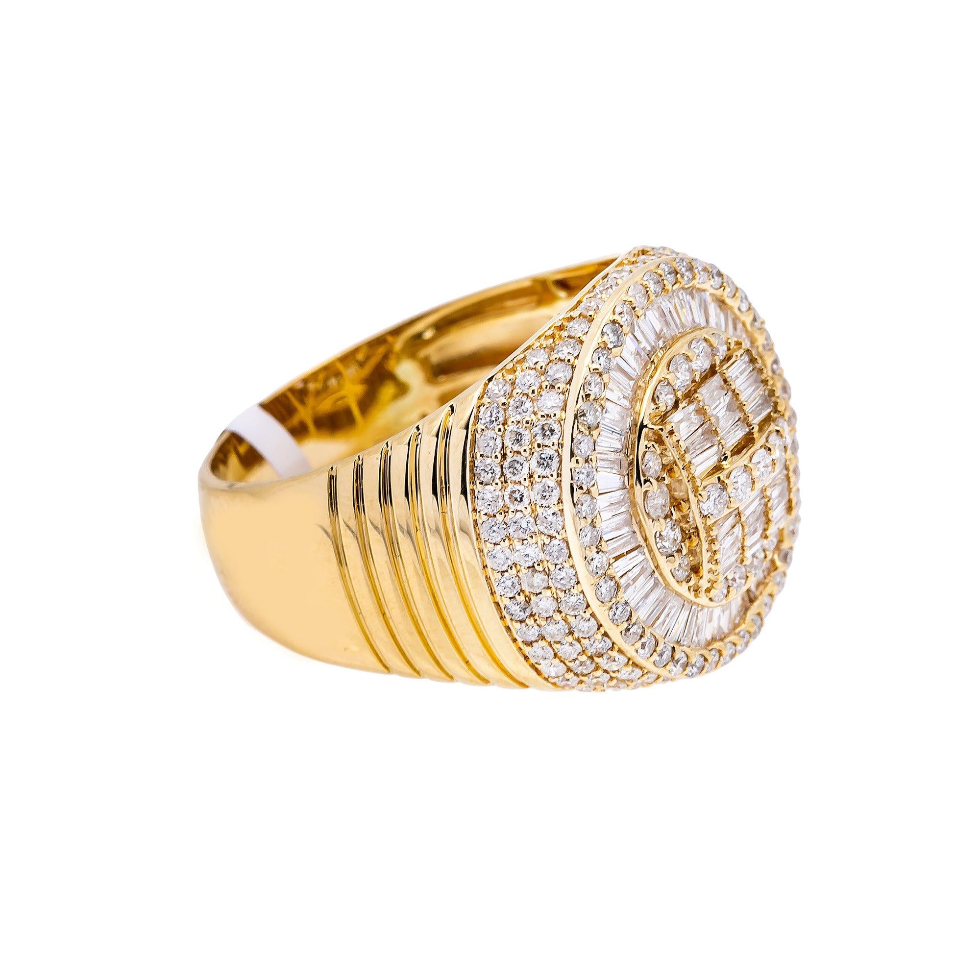 14K YELLOW GOLD MEN'S RING WITH 1.95 CT DIAMONDS