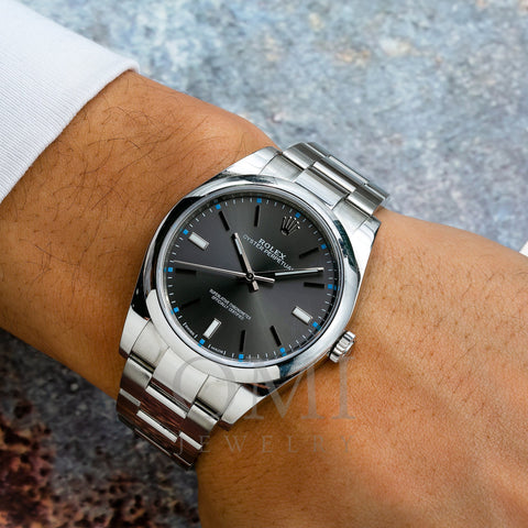 Ødelæggelse spejl Napier Rolex Oyster Perpetual 114300 39MM Rhodium Dial With Stainless Steel O -  OMI Jewelry
