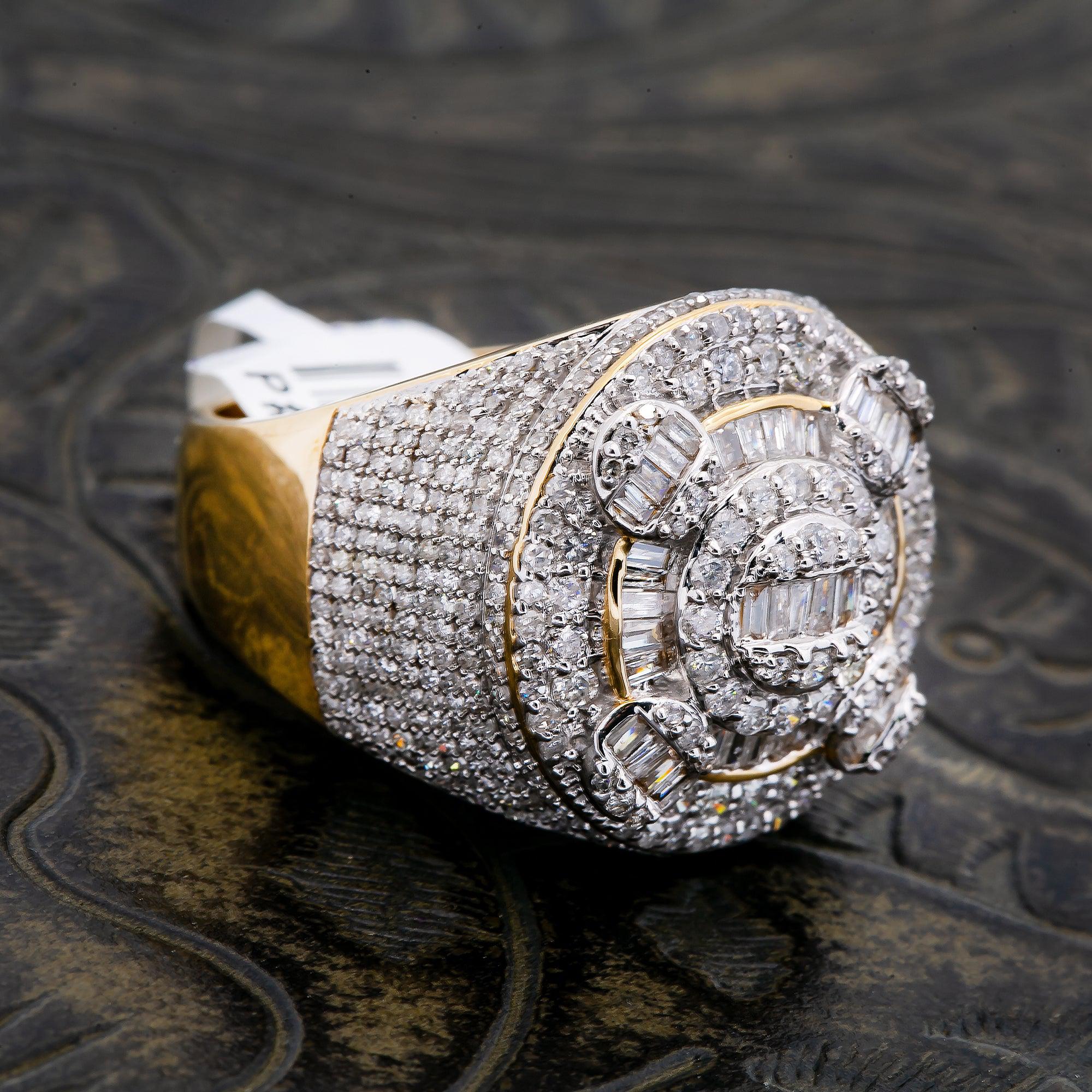 14K YELLOW GOLD MEN'S RING WITH 2.20 CT DIAMONDS