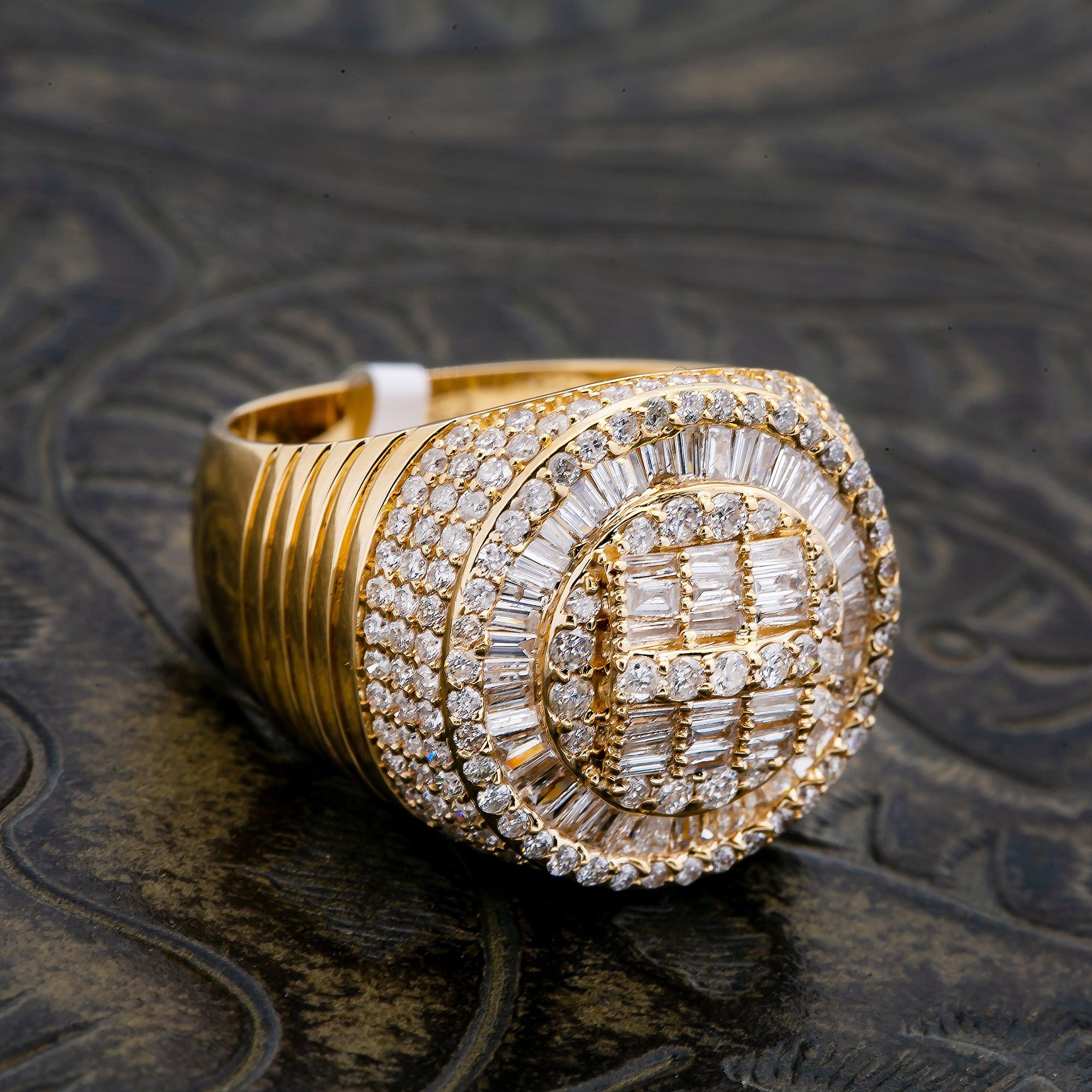 14K YELLOW GOLD MEN'S RING WITH 1.95 CT DIAMONDS