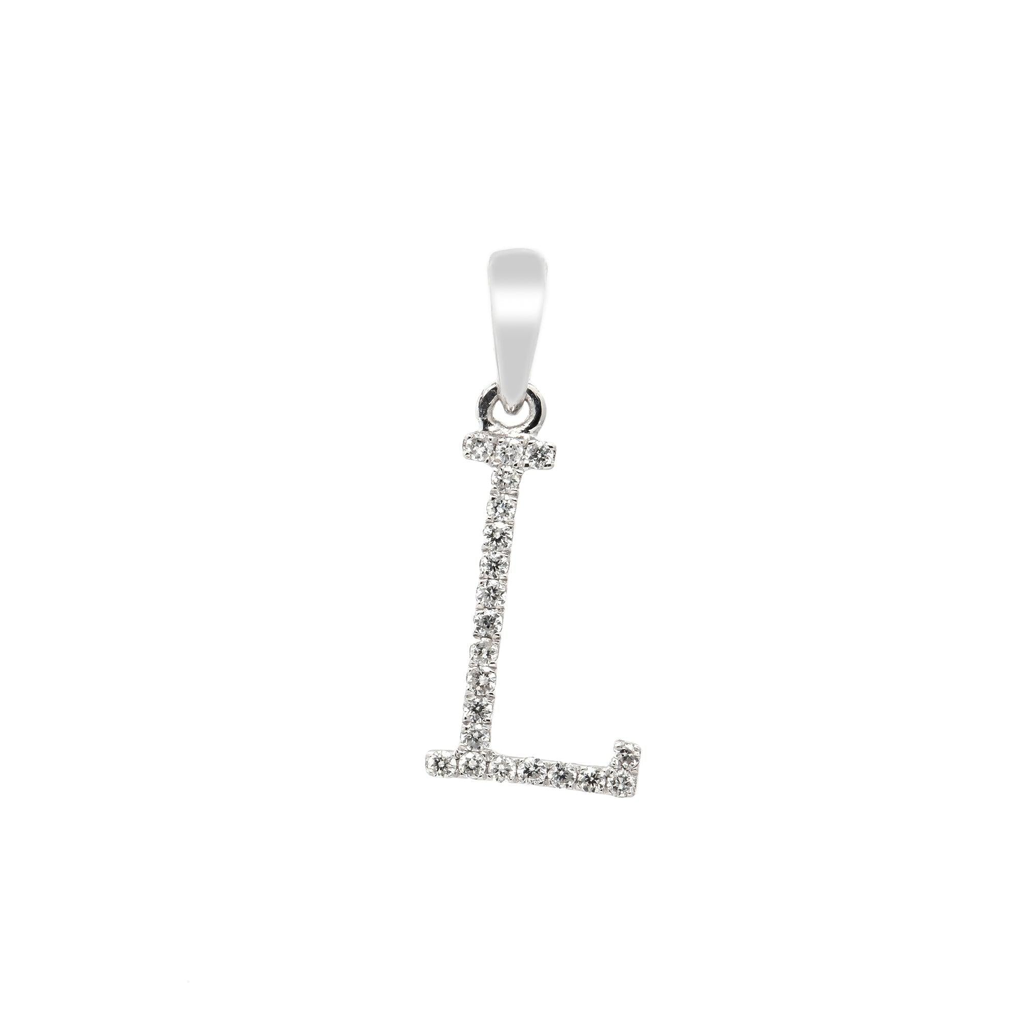 14K GOLD DIAMOND INITIAL L PENDANT 0.12 CT