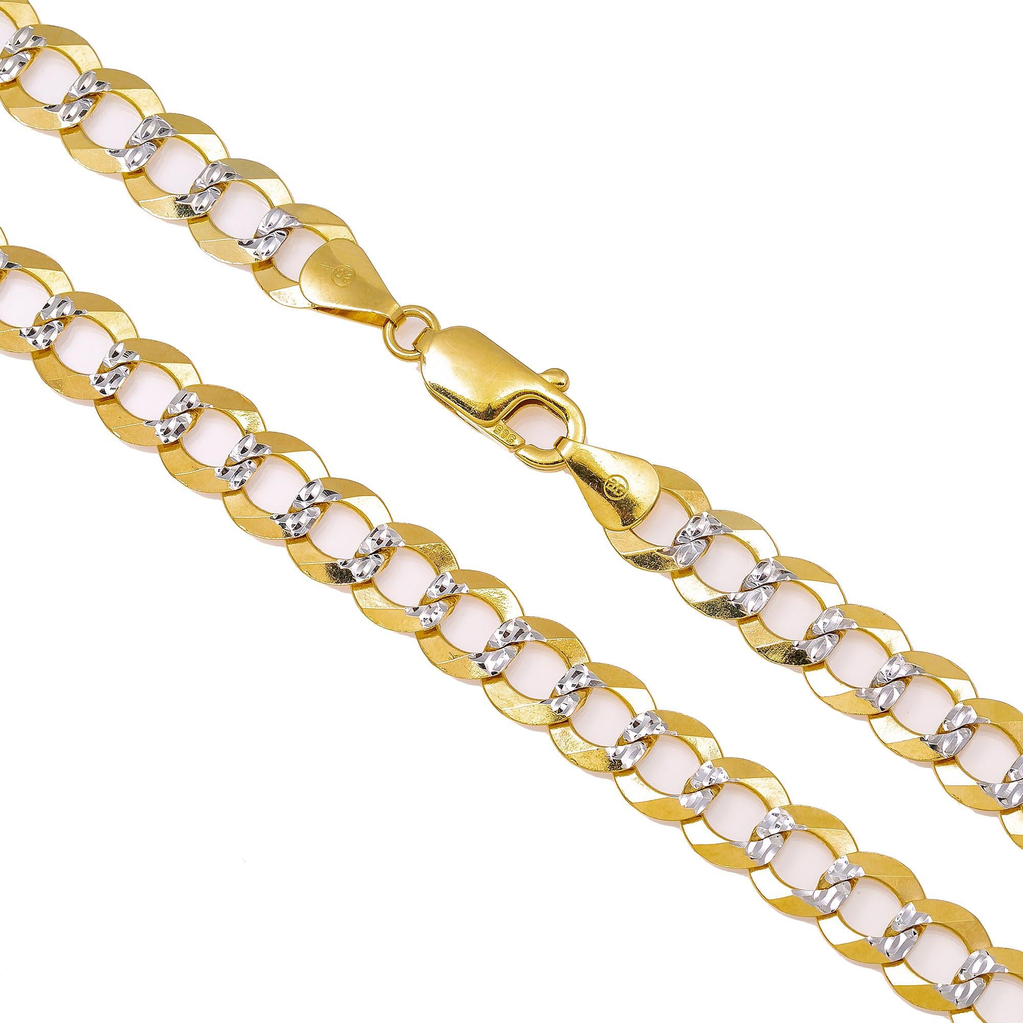 14K SOLID YELLOW GOLD 10MM DIAMOND CUT OPEN CUBAN LINK CHAIN AVAILABLE IN SIZES 18"-26"