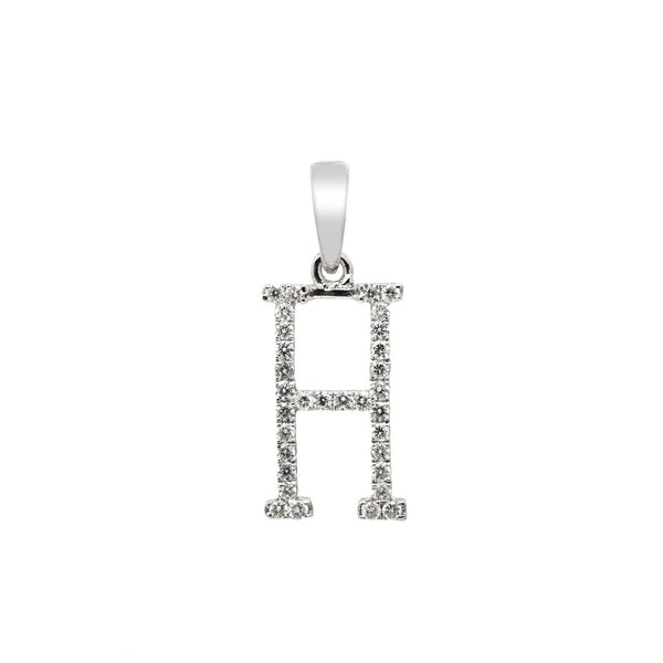 14K GOLD DIAMOND INITIAL H PENDANT 0.20 CT OMI Jewelry