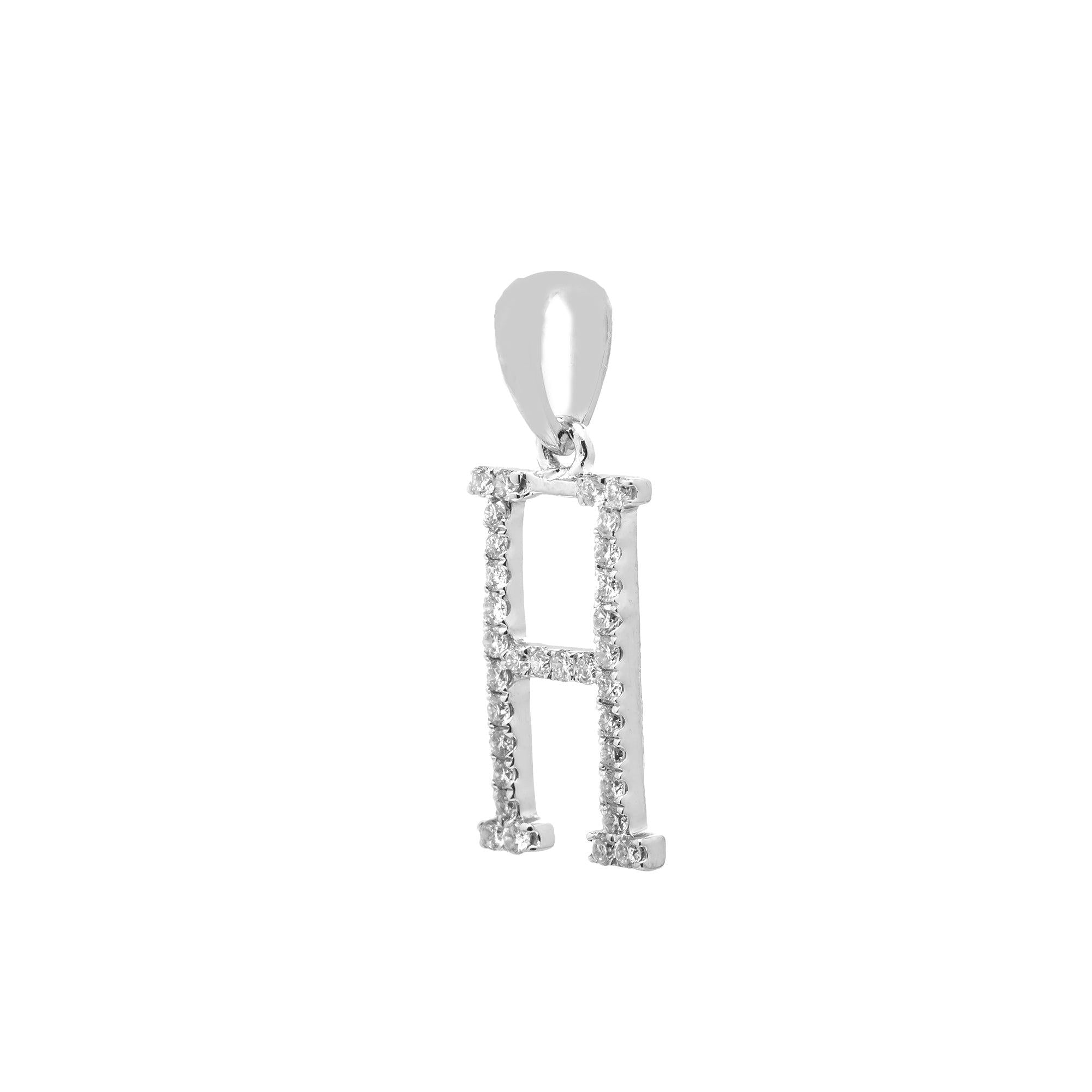 14K GOLD DIAMOND INITIAL H PENDANT 0.20 CT