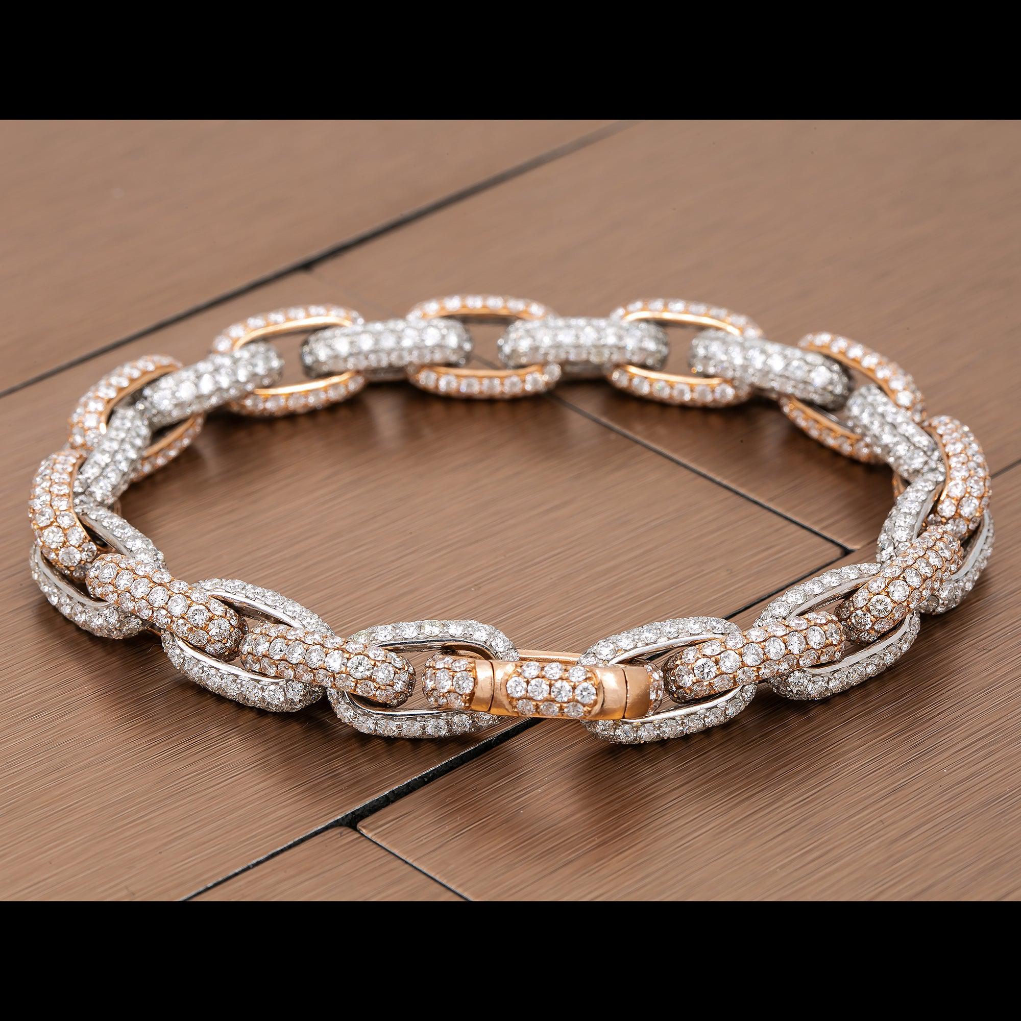 14K GOLD TWO-TONE CUSTOM BELCHER BRACELET WITH 35.15 CT DIAMONDS