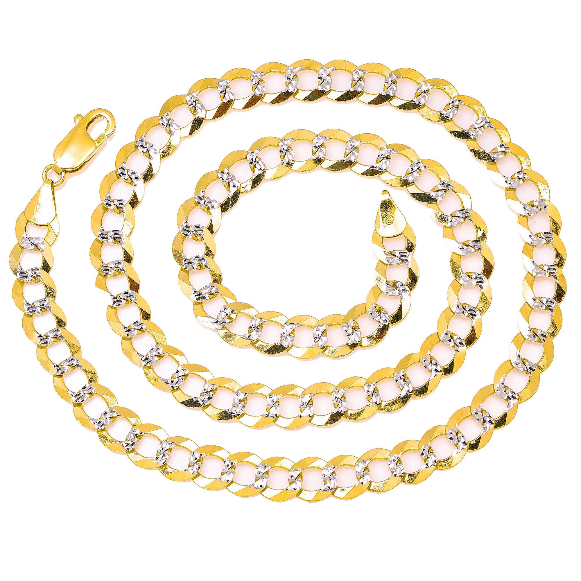 14K SOLID YELLOW GOLD 10MM DIAMOND CUT OPEN CUBAN LINK CHAIN AVAILABLE IN SIZES 18"-26"