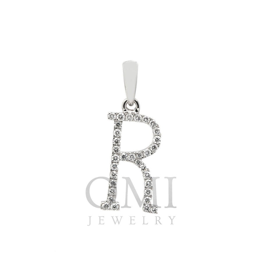 14K Solid White Gold 8mm Diamond Initial Charms M, Initial “M” Pendant