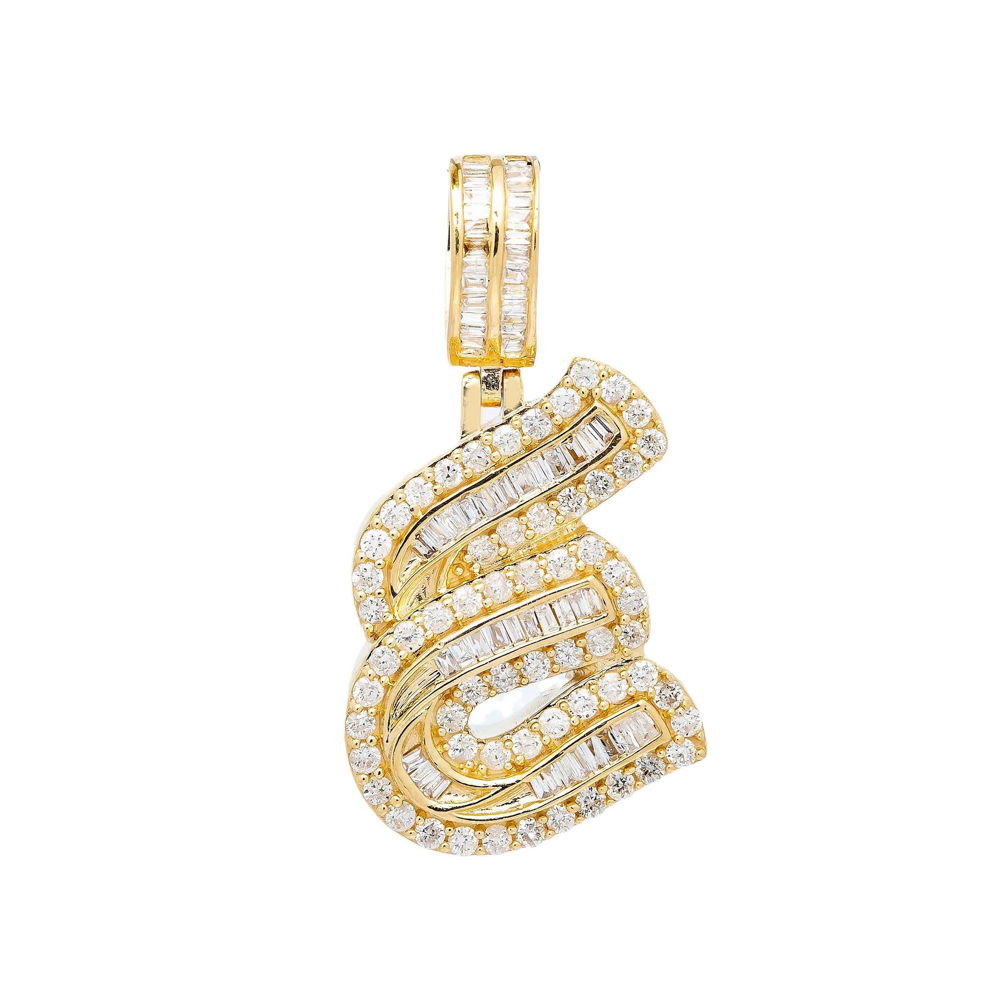 14K YELLOW GOLD DIAMOND LETTER E PENDANT 0.97 CT