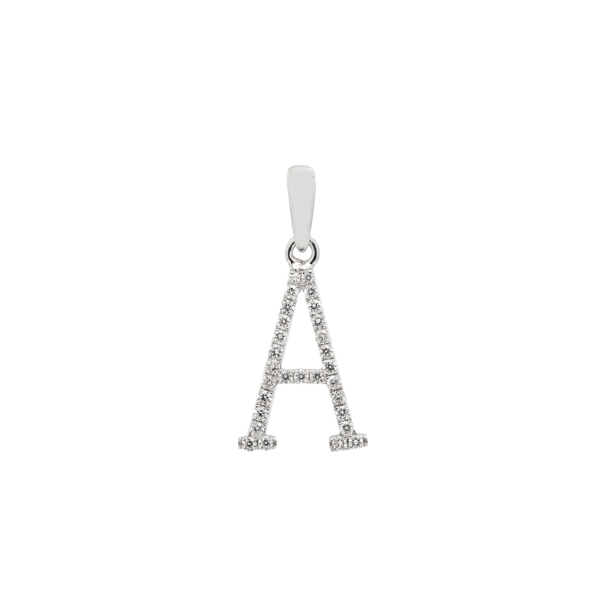 14K GOLD DIAMOND INITIAL A PENDANT 0.15 CT