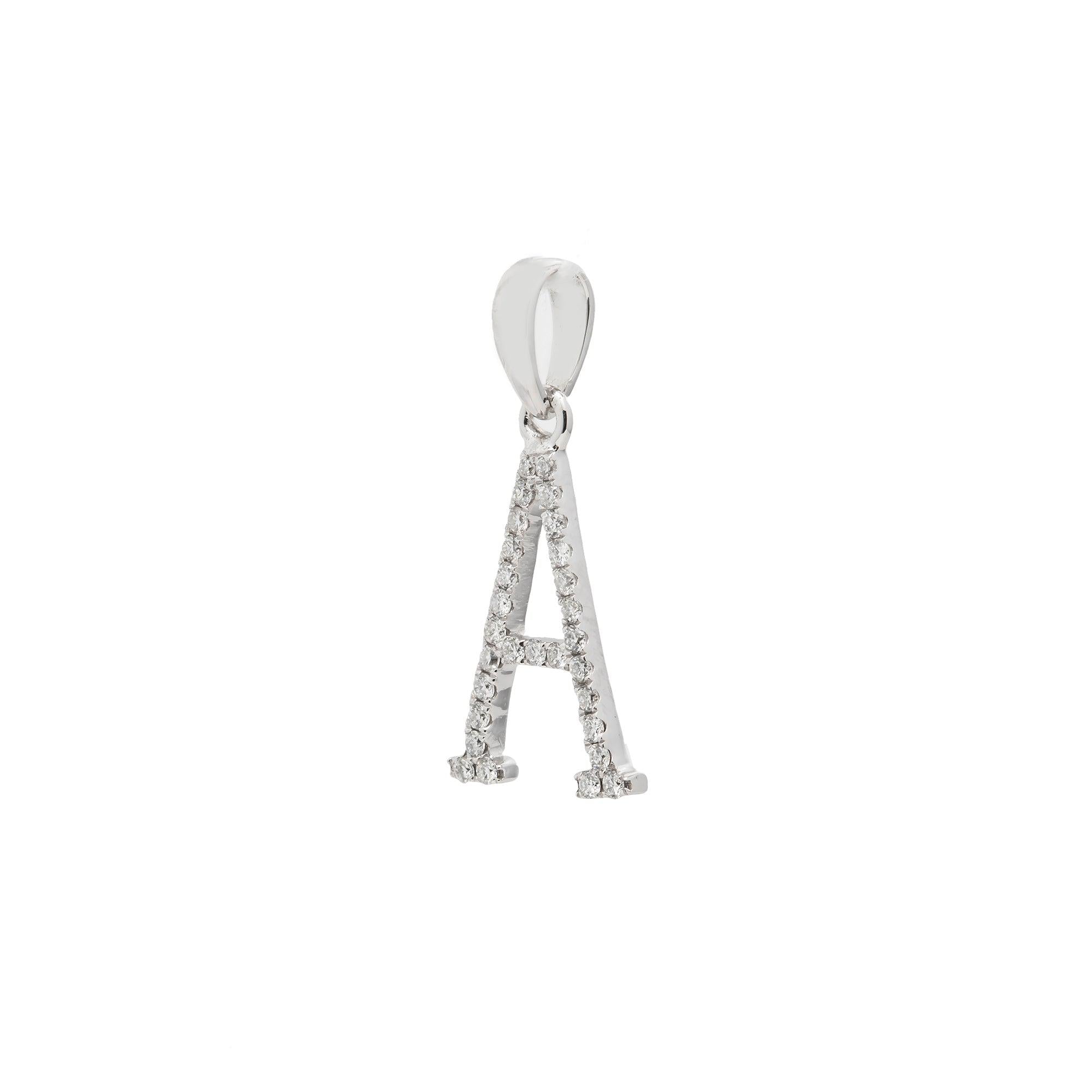 14K GOLD DIAMOND INITIAL A PENDANT 0.15 CT