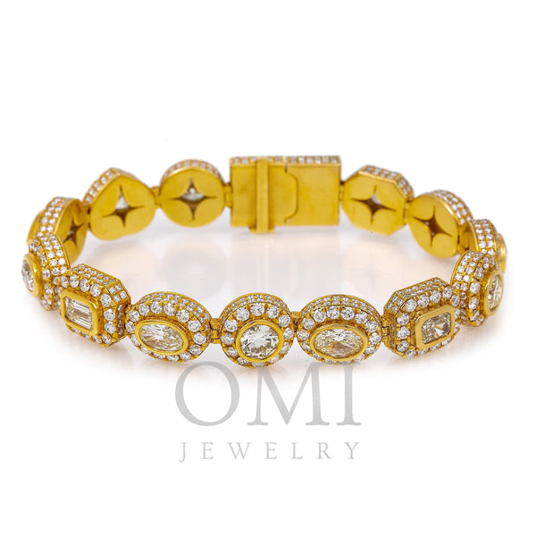 14K Yellow Gold Men's Custom Diamond Bracelet With 34.69 CT Diamonds