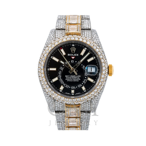 Rolex Sky-Dweller Diamond Watch, 326933 42mm, Black Dial With Flower Setting 31.50 CT Diamonds