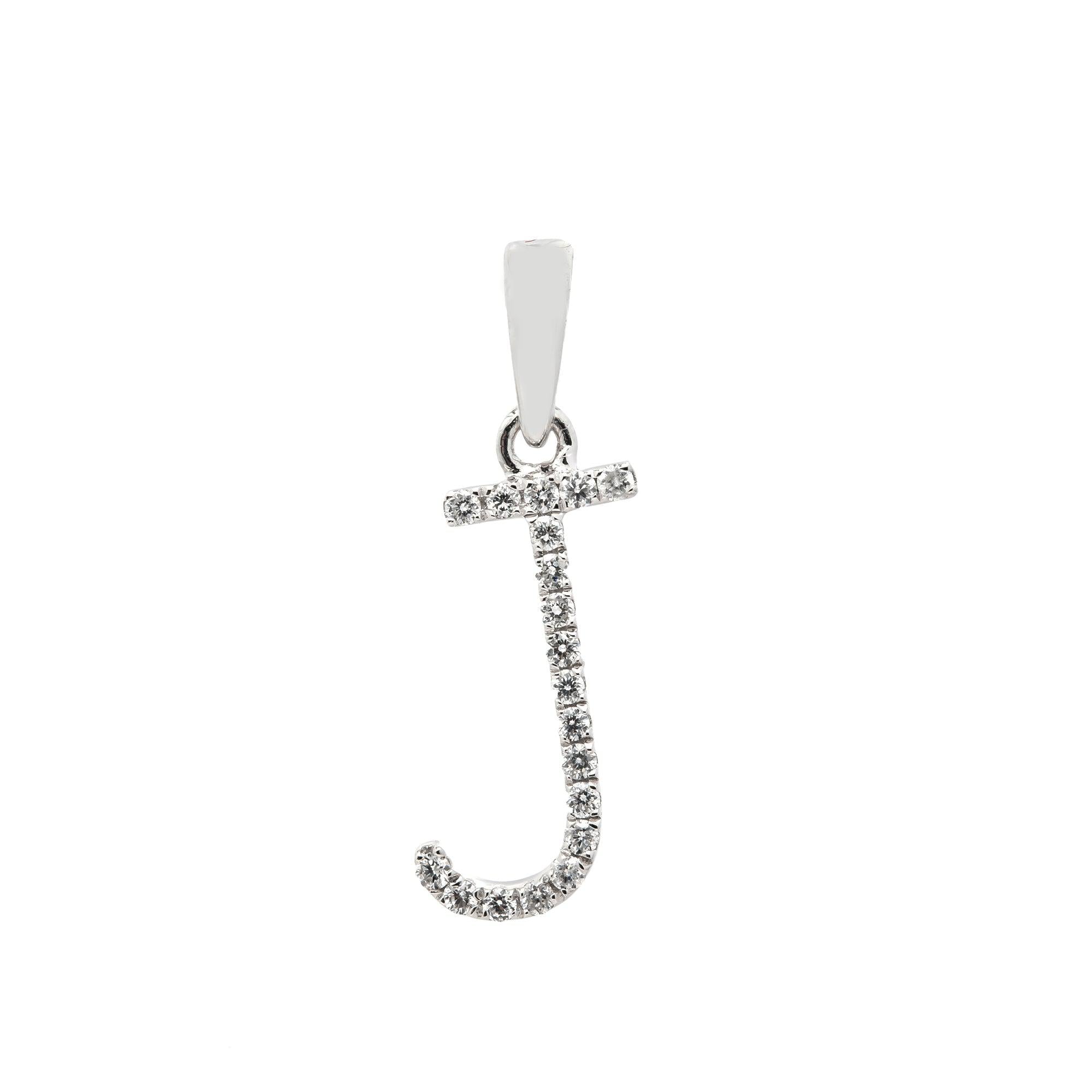 14K GOLD DIAMOND INITIAL J PENDANT 0.10 CT