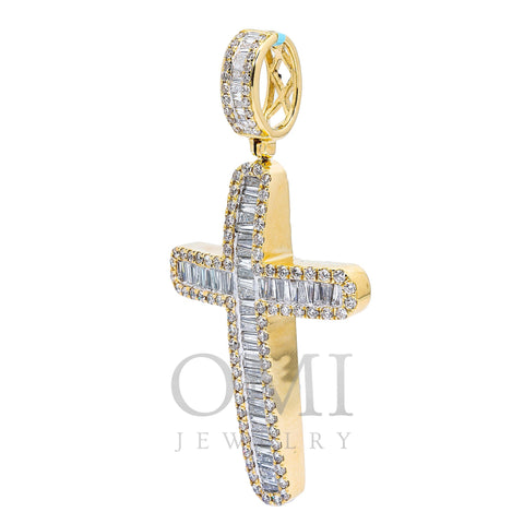 14K YELLOW GOLD CROSS  WITH 4.75 CT  BAGUETTE DIAMONDS