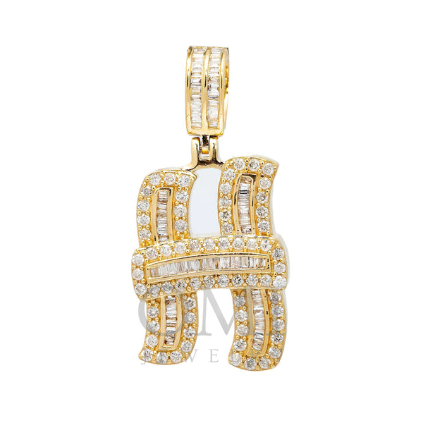 14K YELLOW GOLD LETTER H PENDANT WITH 1.08 CT DIAMONDS