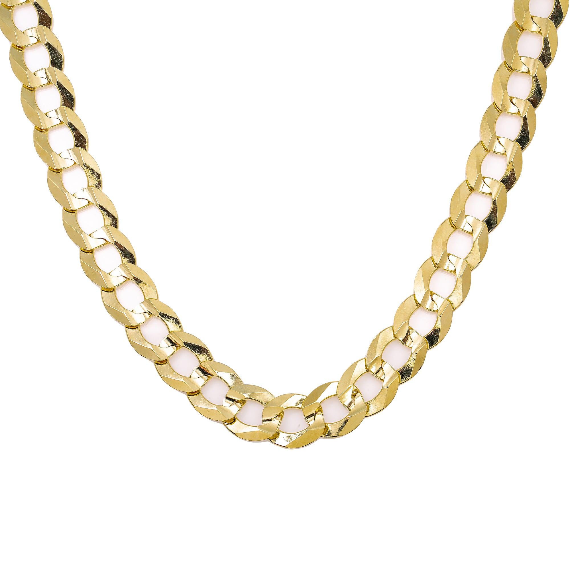 14K Yellow Gold 12mm Diamond Cut Open Cuban Link Chain Available In Sizes 18"-26"