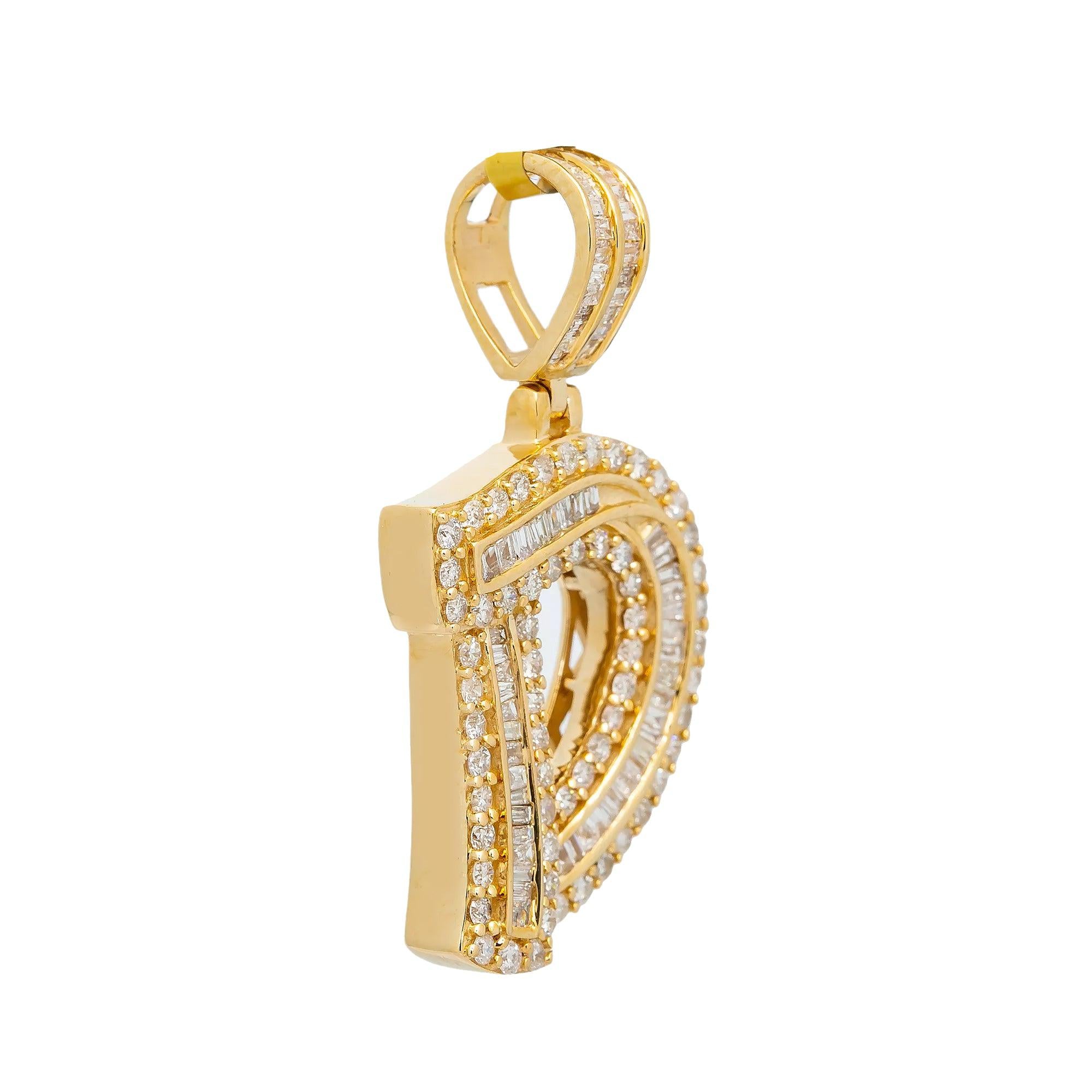 14K YELLOW GOLD DIAMOND LETTER D PENDANT 1.05 CT