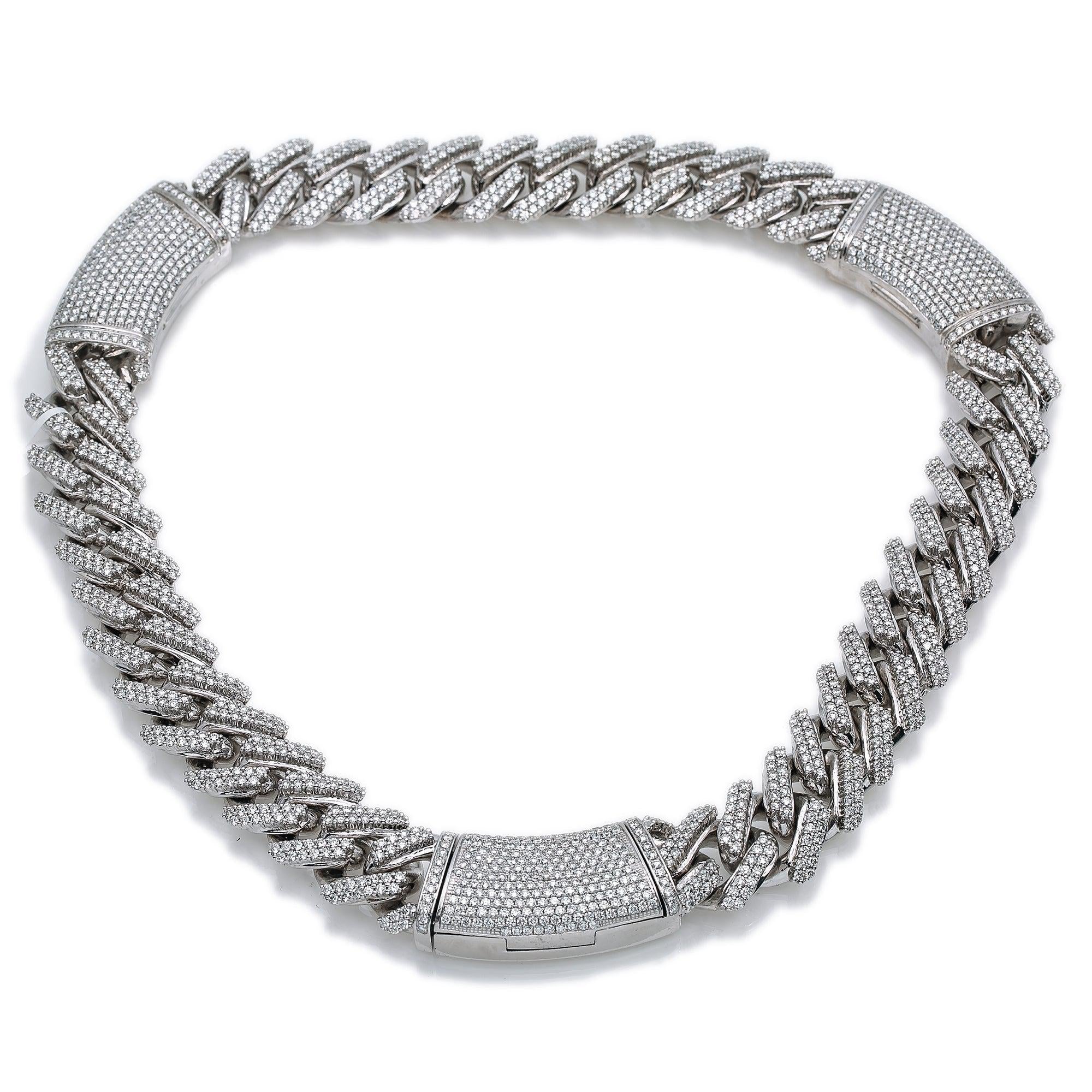 10K WHITE GOLD DIAMOND MEN'S CUBAN CHOKER 34.26 CT