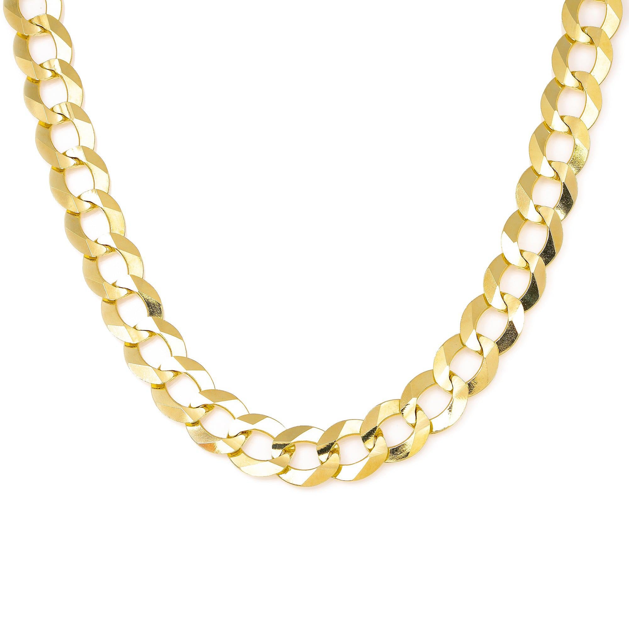 14K Yellow Gold 10mm Open Cuban Link Chain Available In Sizes 18"-26"