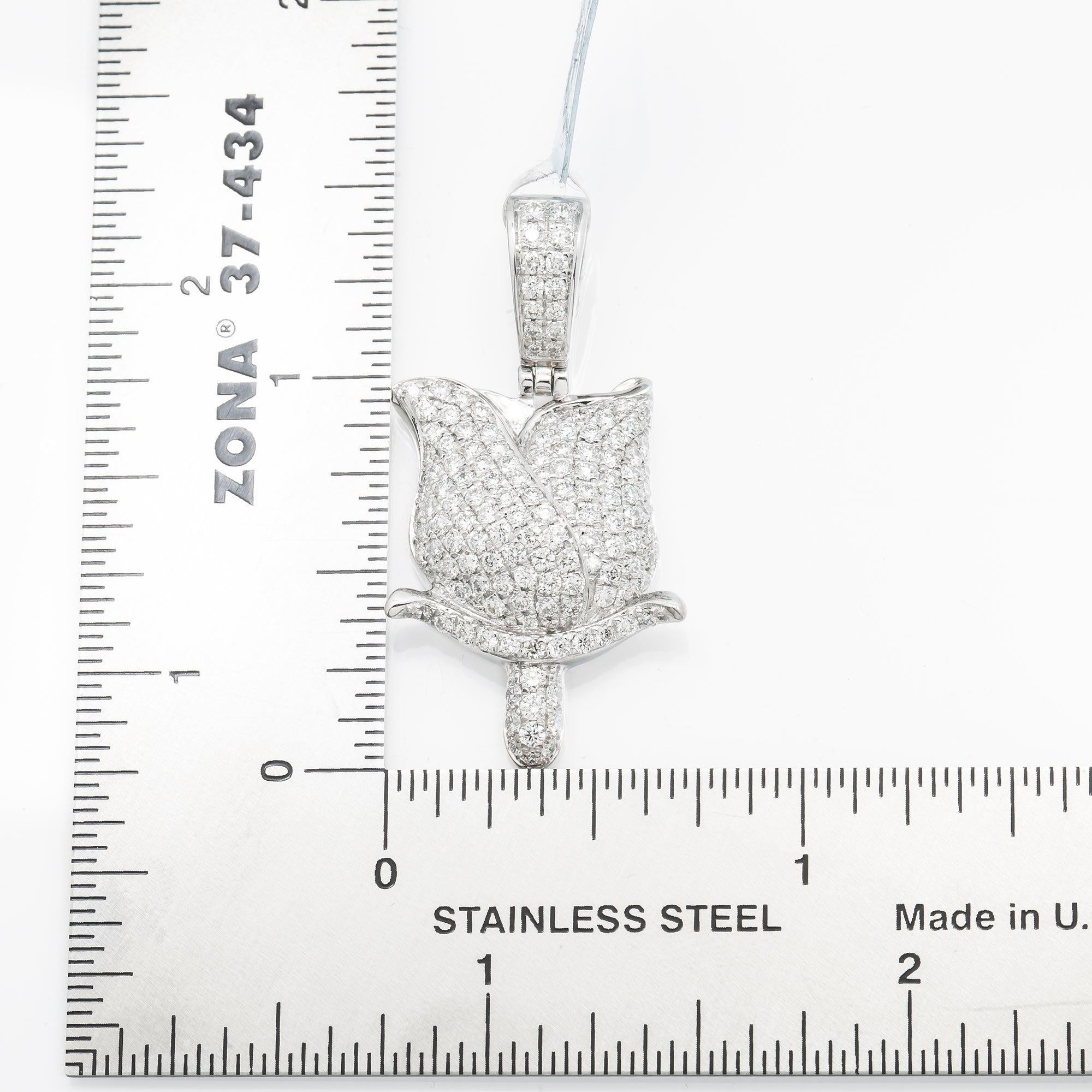 14K GOLD DIAMOND ROSE PENDANT 1.50 CT