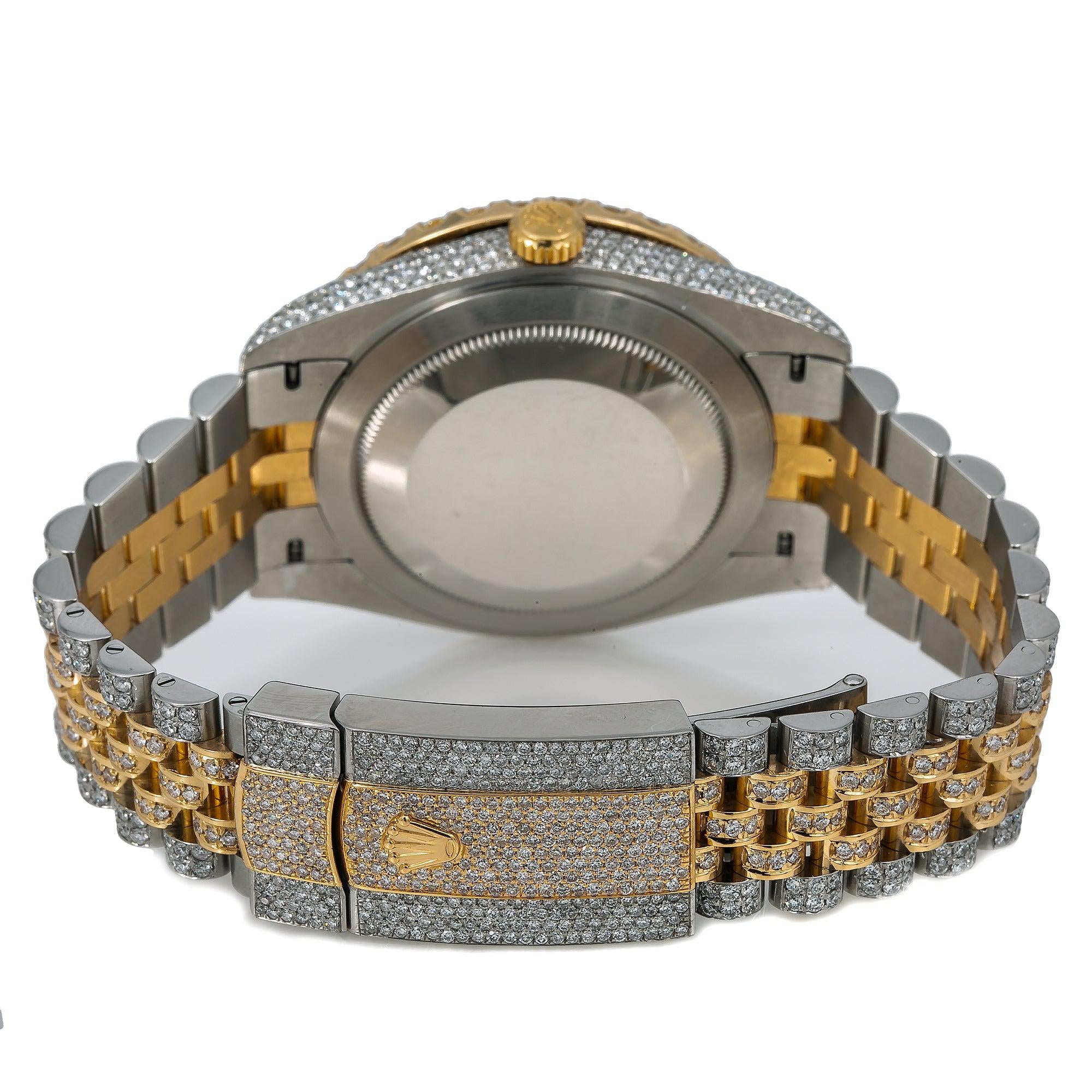 Rolex Datejust 41MM 126333 Champagne Roman Diamond Dial Diamond Bezel Two Tone Yellow Gold Full Diamond Jubilee Bracelet