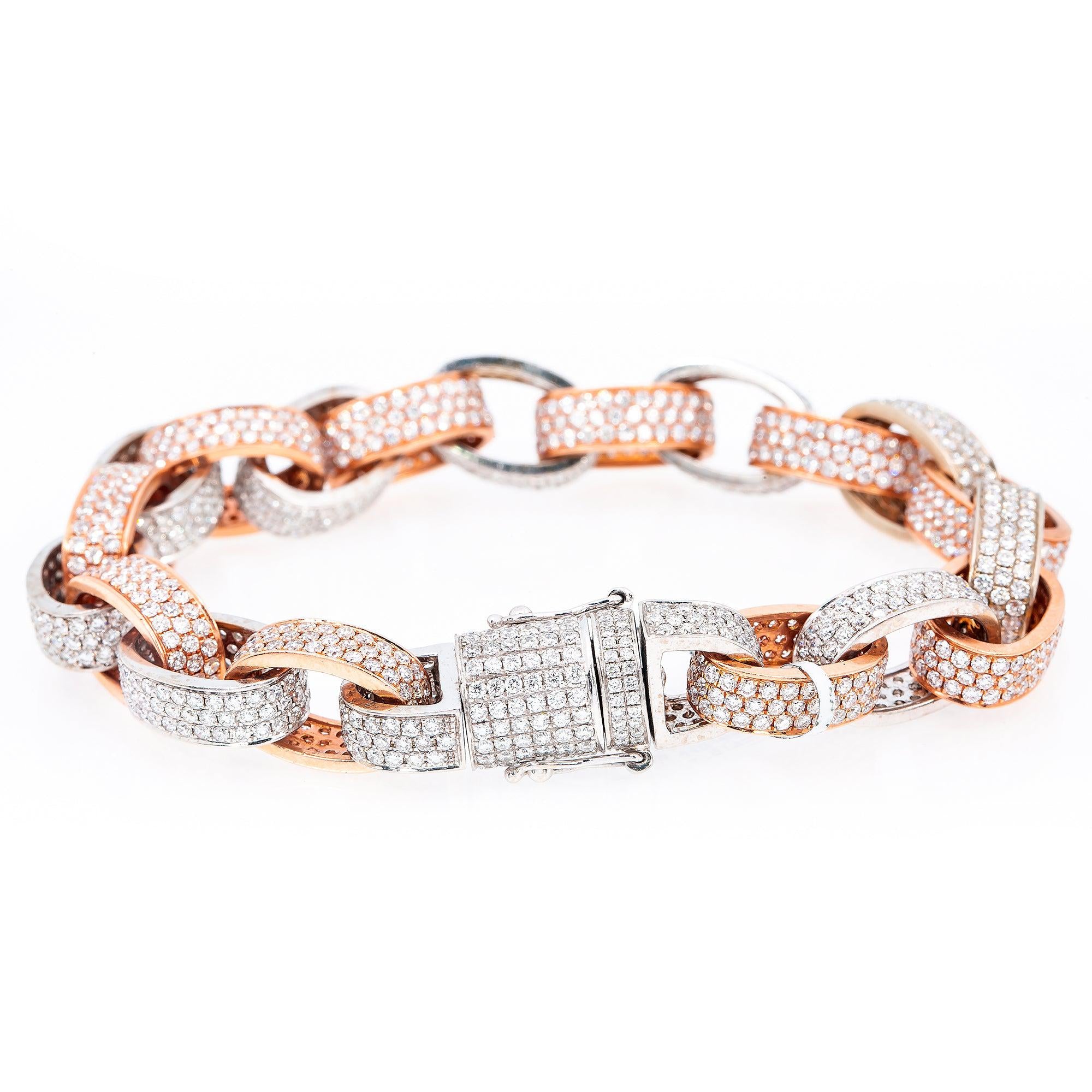 14K WHITE AND ROSE GOLD WOMEN'S BRACELET WITH 22.39 CT DIAMONDS