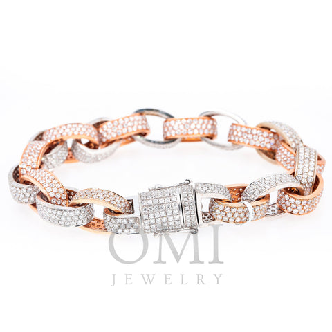 14K WHITE AND ROSE GOLD WOMEN'S BRACELET WITH 22.39 CT DIAMONDS
