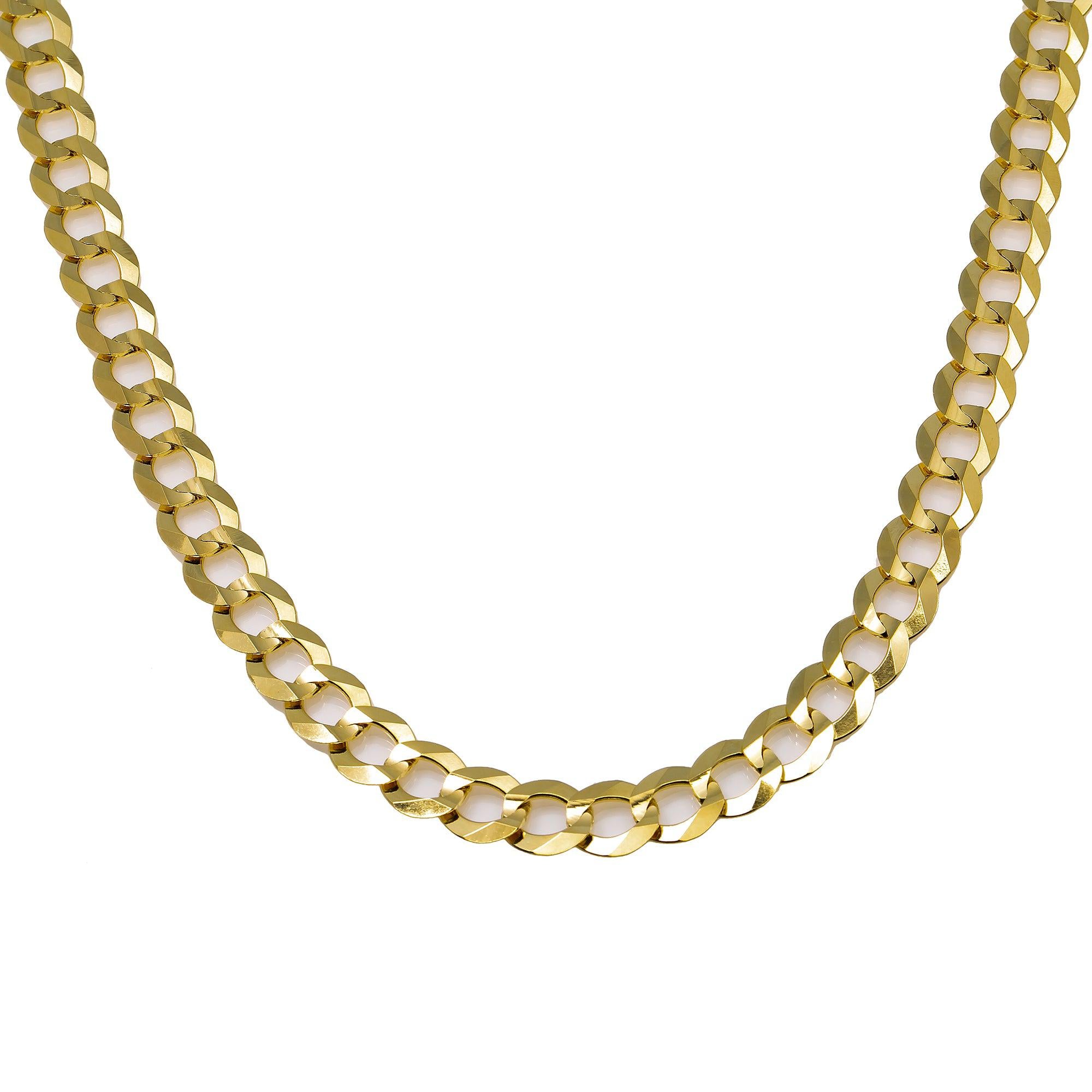 14K Yellow Gold 8mm Open Cuban Link Chain Available In Sizes 18"-26"