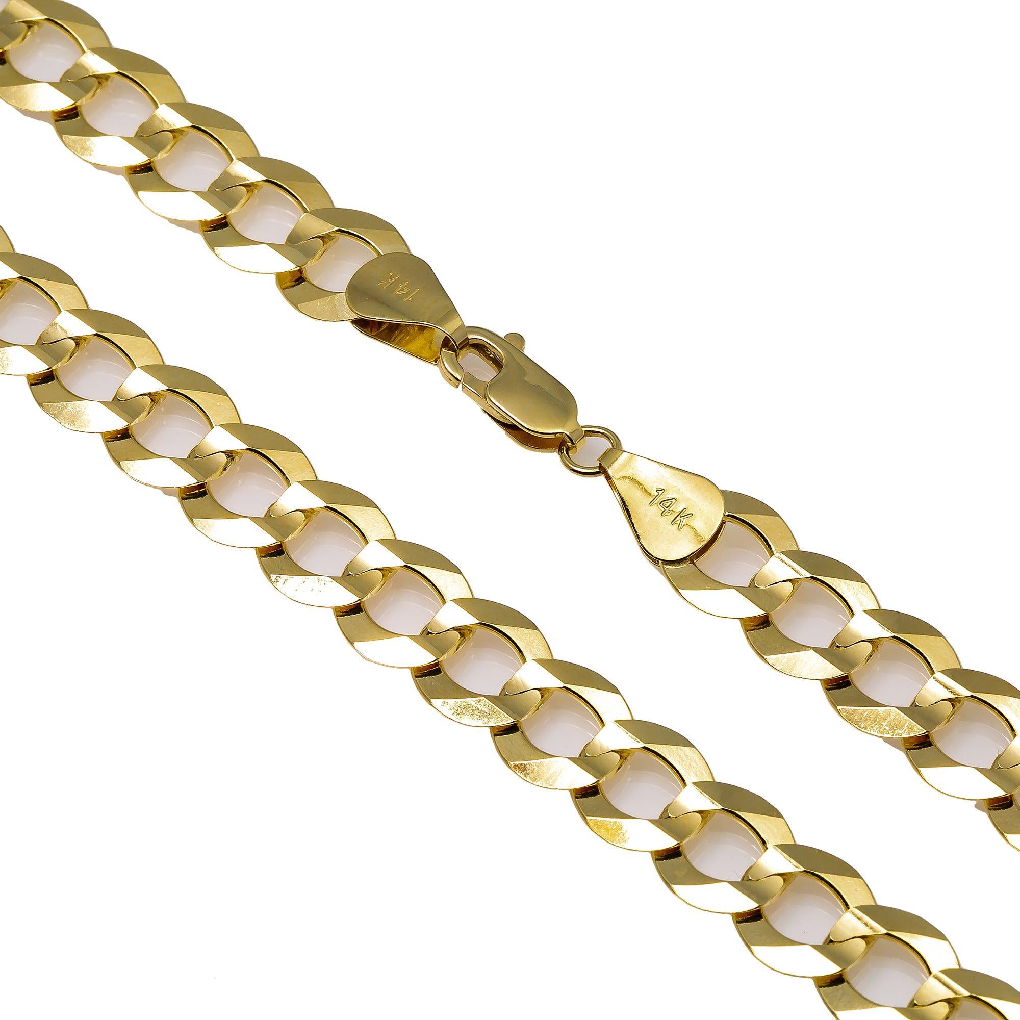 14K Yellow Gold 8mm Open Cuban Link Chain Available In Sizes 18"-26"
