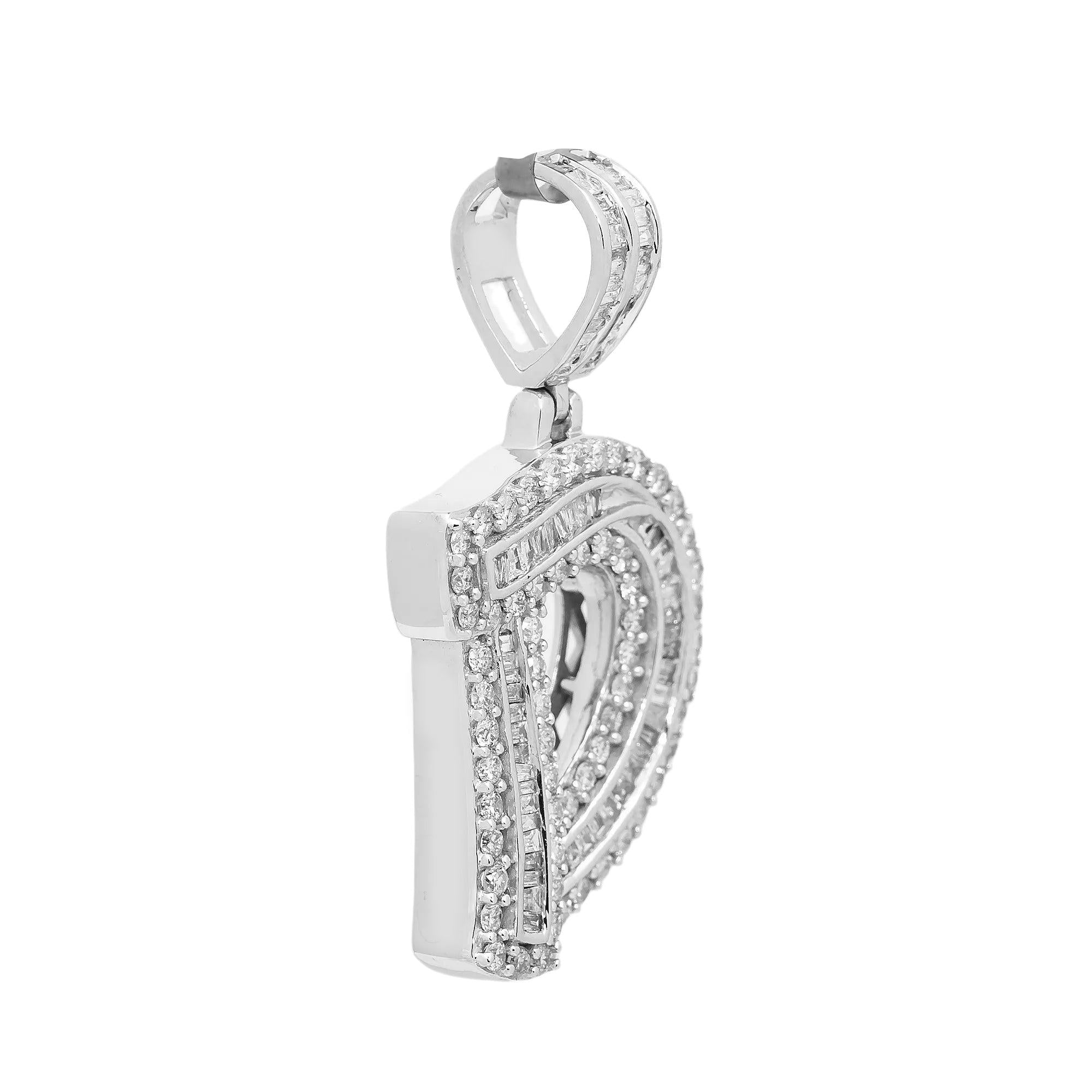 14K WHITE GOLD DIAMOND LETTER D PENDANT 1.05 CT