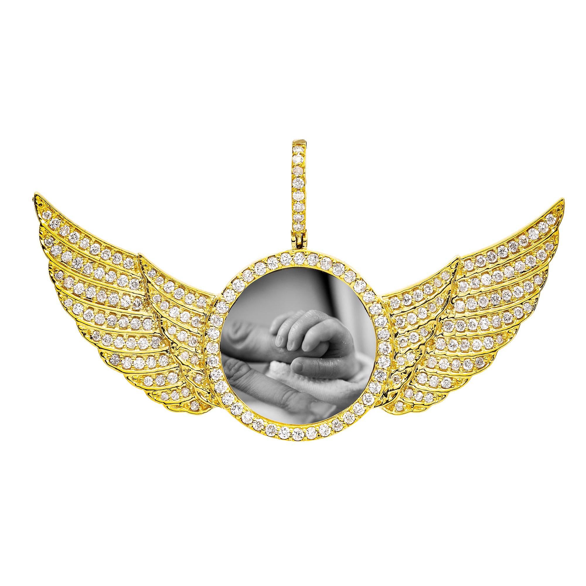 DIAMOND ROUND ANGEL WINGS PICTURE PENDANT WITH 2.02CT DIAMONDS