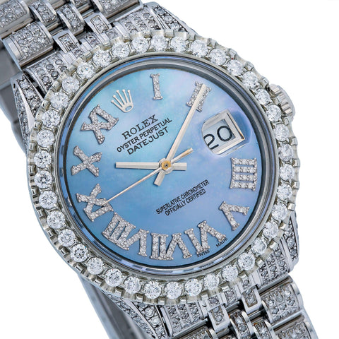 Rolex Datejust 1601 36MM Blue Diamond Dial With 9.25 CT Diamonds