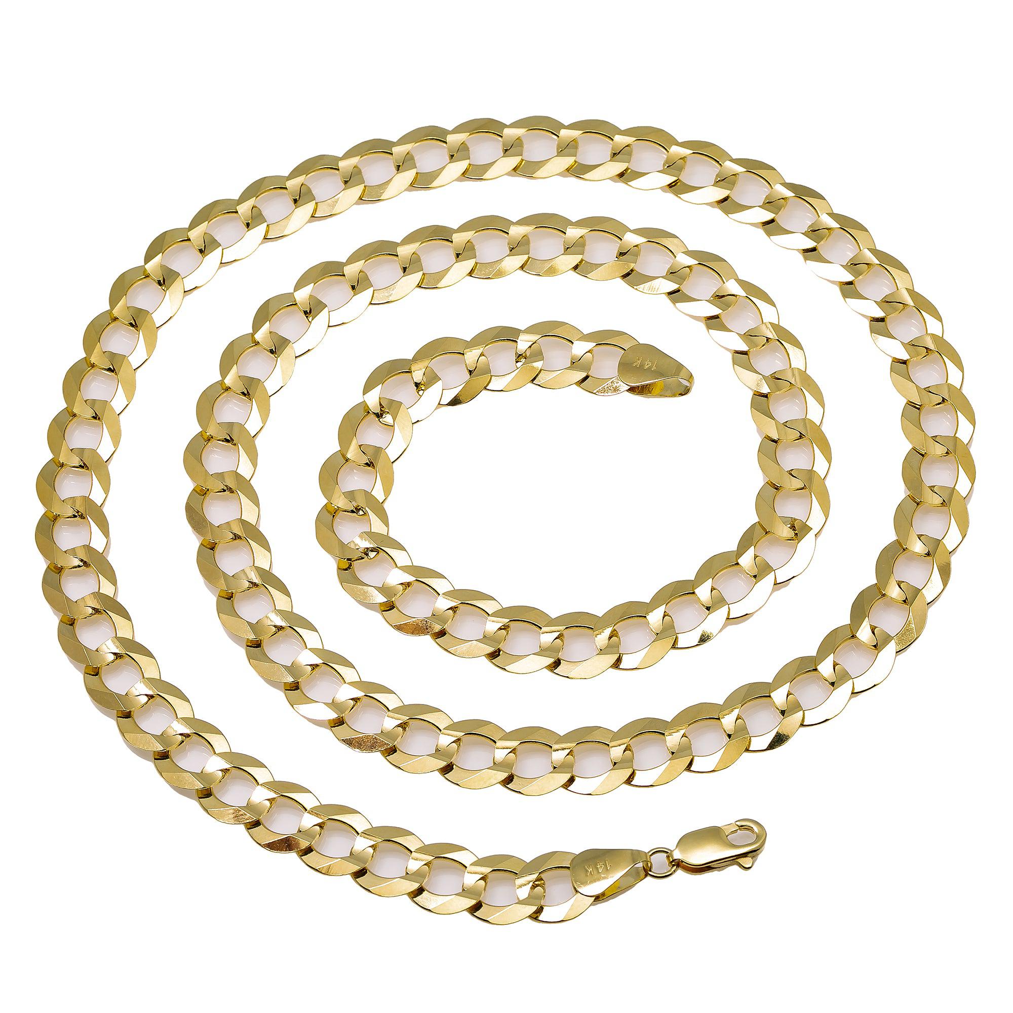 14K Yellow Gold 8mm Open Cuban Link Chain Available In Sizes 18"-26"