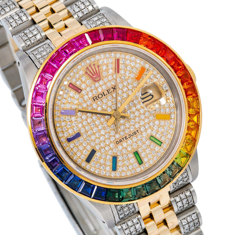 Rolex Datejust 16013 36MM Rainbow Diamond Dial With 5.25 CT Diamonds