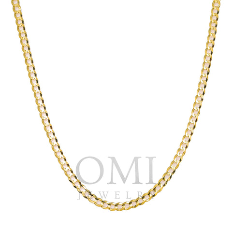14K Hollow Yellow Gold 3mm Open Cuban Link Chain Available In Sizes 18