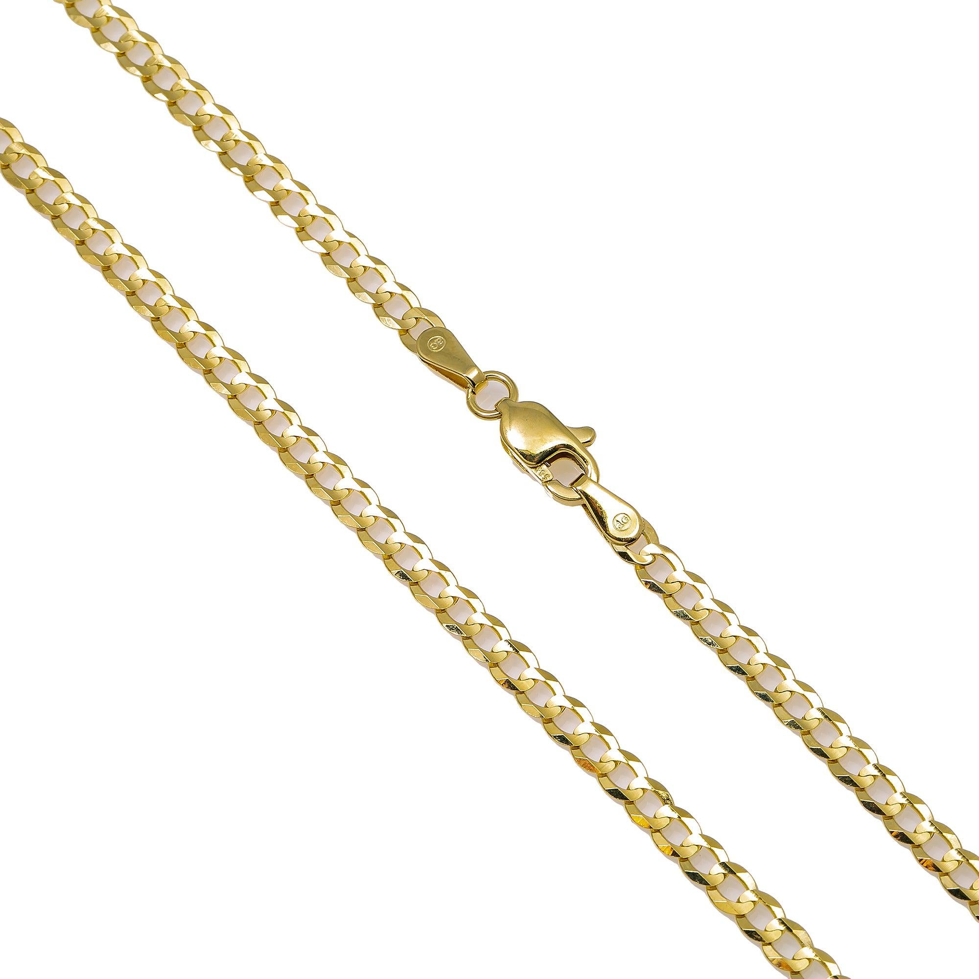 14K Hollow Yellow Gold 3mm Open Cuban Link Chain Available In Sizes 18"-26"
