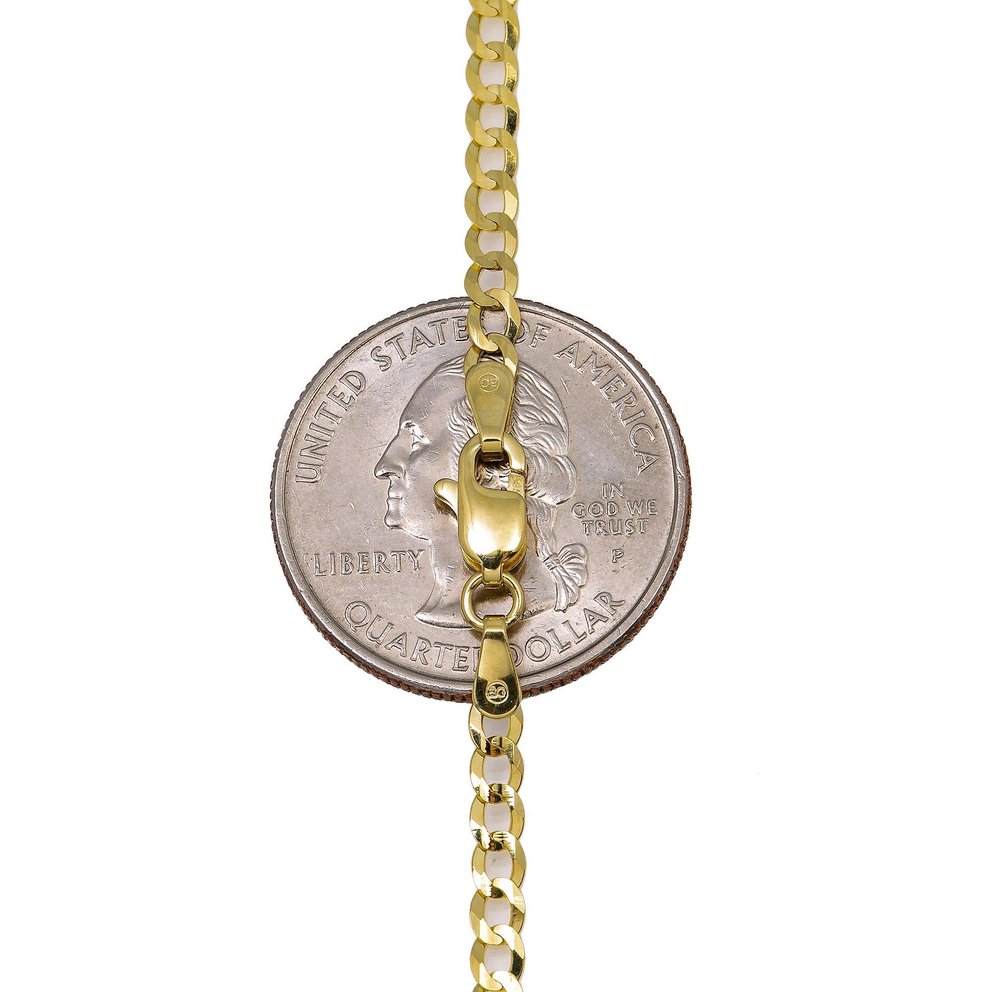 14K Hollow Yellow Gold 3mm Open Cuban Link Chain Available In Sizes 18"-26"