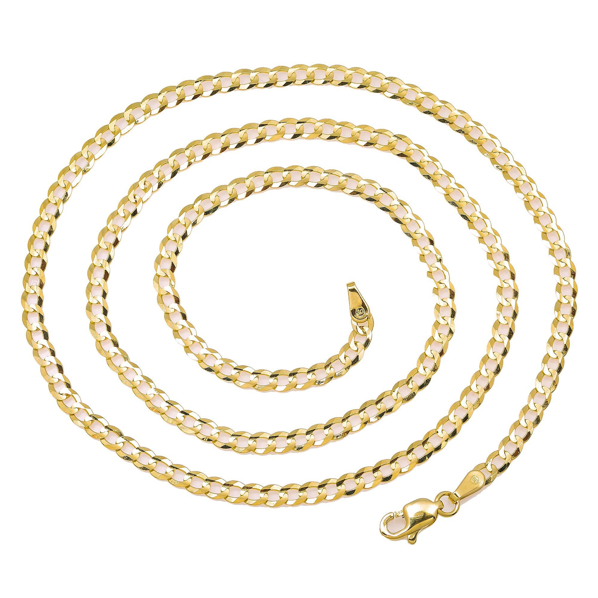 14K Hollow Yellow Gold 3mm Open Cuban Link Chain Available In Sizes 18"-26"