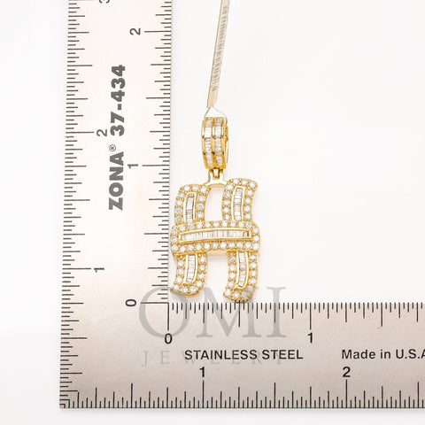 14K YELLOW GOLD LETTER H PENDANT WITH 1.08 CT DIAMONDS
