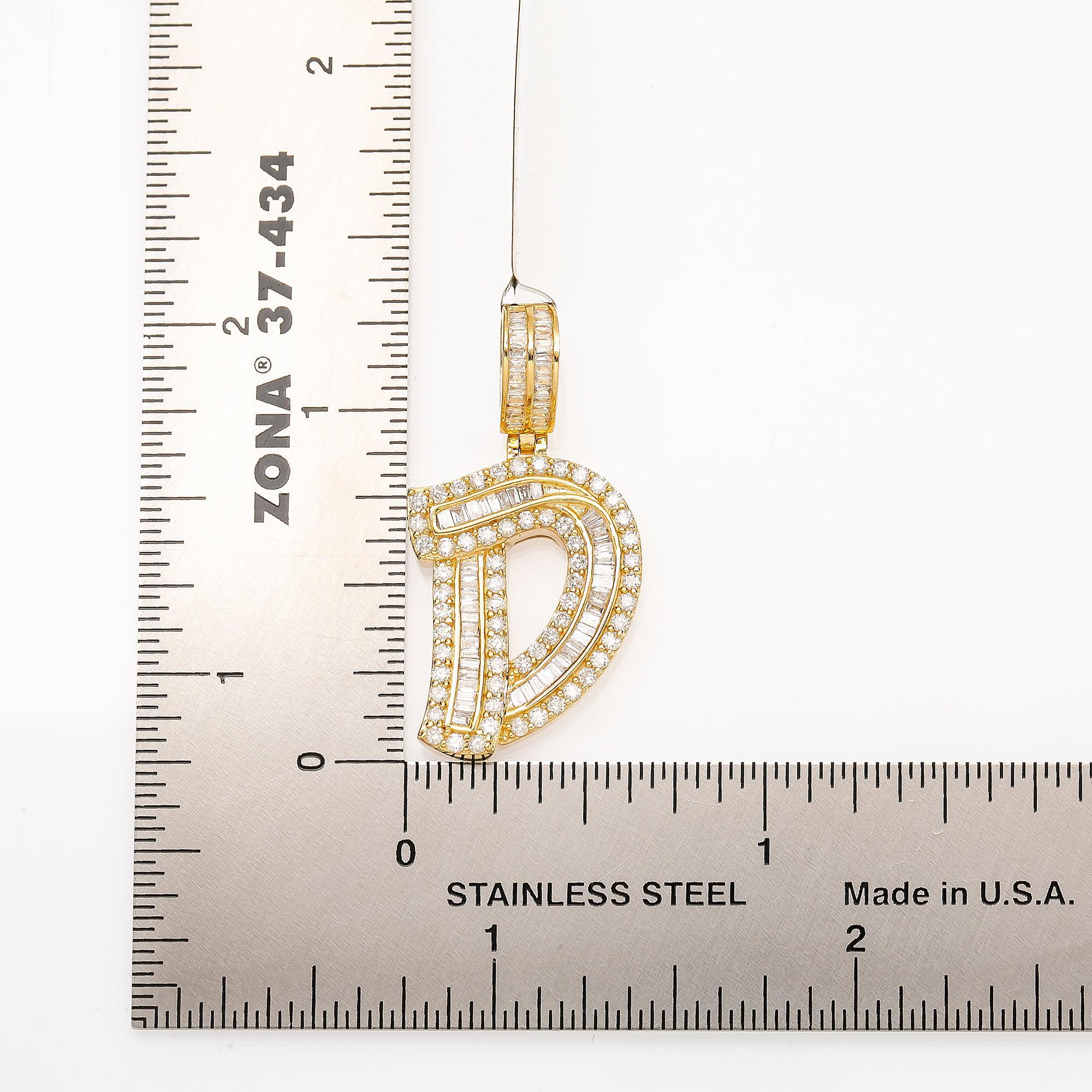 14K YELLOW GOLD DIAMOND LETTER D PENDANT 1.05 CT