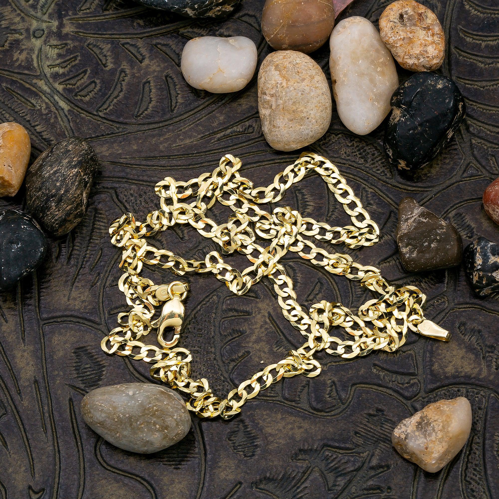 14K Hollow Yellow Gold 3mm Open Cuban Link Chain Available In Sizes 18"-26"