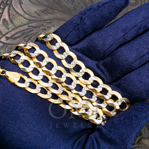 14K Yellow Gold 11mm Open Link Dia Cut Cuban Chain Available In Sizes 18