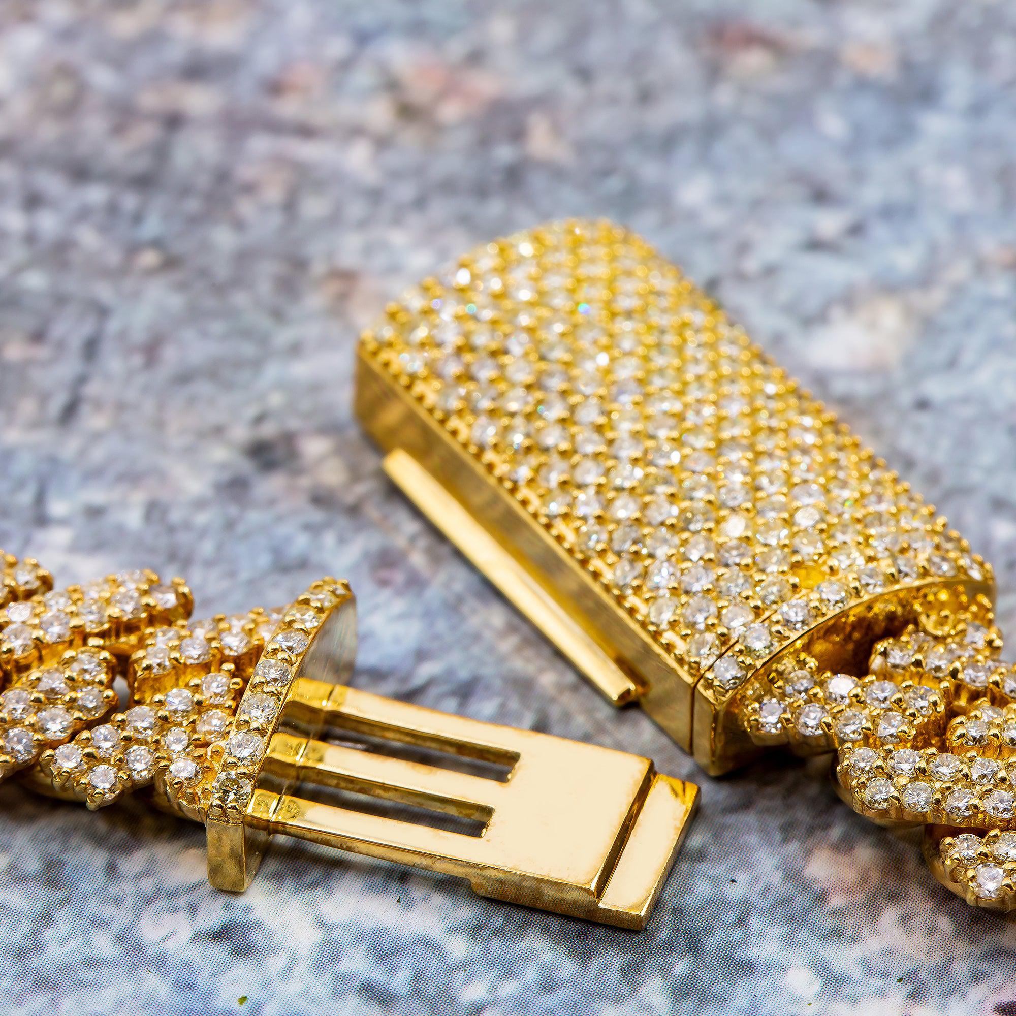 10K YELLOW GOLD 20" CUBAN CHAIN WITH 20.96 CT DIAMONDS