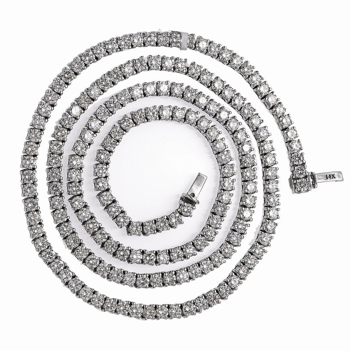 14K White Gold 28" Men's Tennis Chain With 8.75 CT Diamonds