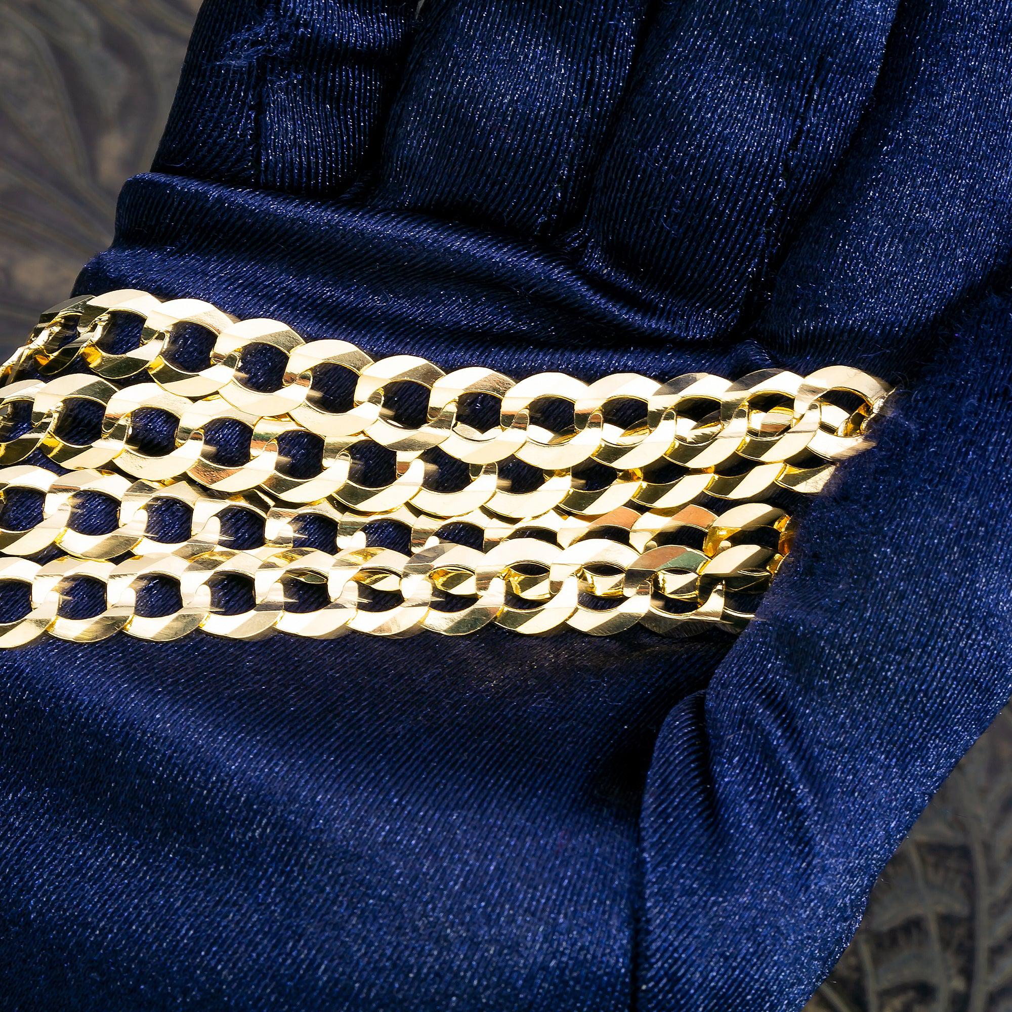 14K Yellow Gold 8mm Open Cuban Link Chain Available In Sizes 18"-26"