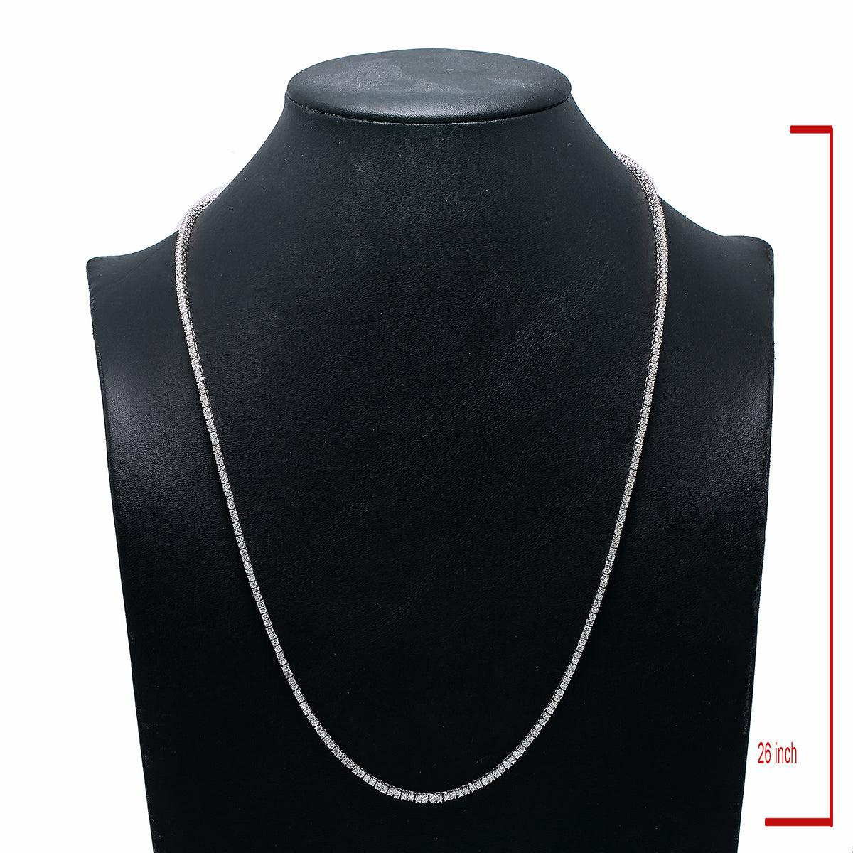 14K White Gold 28" Men's Tennis Chain With 8.75 CT Diamonds