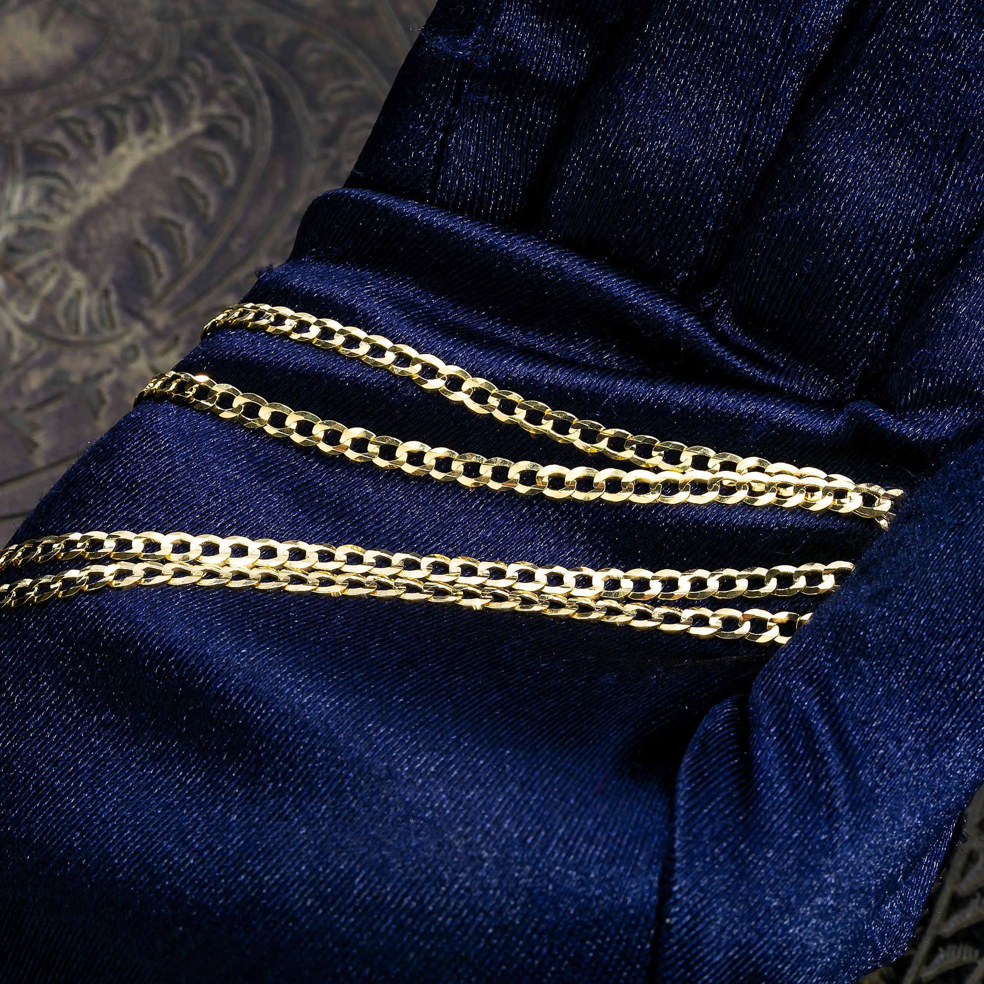 14K Hollow Yellow Gold 3mm Open Cuban Link Chain Available In Sizes 18"-26"