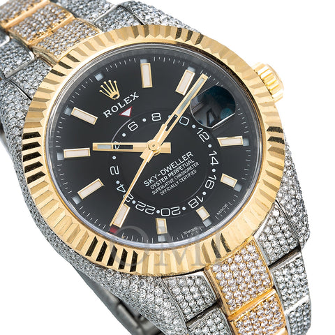 Rolex Sky-Dweller Diamond Watch, 326933 42mm, Black Dial with 21.5CT Diamonds